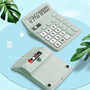 MIEDEON Mint Green Grey 12-Digit Solar Scientific Calculator Desktop Financial Office Computer Calculators Large Display Office Calculators Cute Calculator (Color : Green)