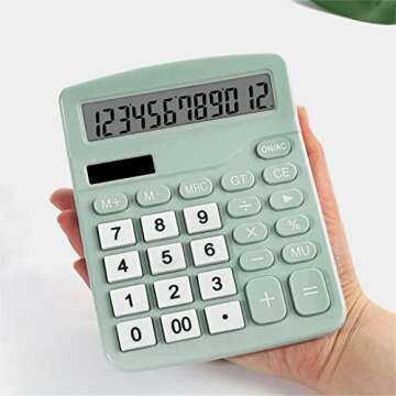 MIEDEON Mint Green Grey 12-Digit Solar Scientific Calculator Desktop Financial Office Computer Calculators Large Display Office Calculators Cute Calculator (Color : Green)