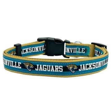 Pets First NFL Jacksonville Jaguars Licensed PET COLLAR, Large - Heavy-Duty, Strong, and Durable Dog Collar. Available in 31 Football Teams and 4 Sizes