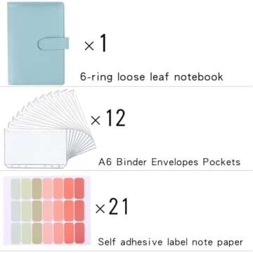 LXWHYP Money Saving Binder, Savings Challenges Book with for Cash Envelopes, 12pcs Zipper Envelopes A6 Budget Binder, Budget Planner for Managing Budgets and Saving Money -(Blue-7.4IN)