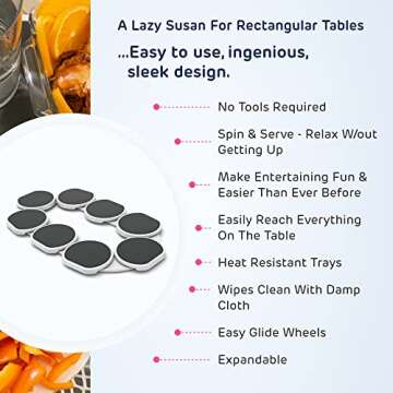 Original Dark Gray - The Lazy Susan Revolution - The First Patented Lazy Susan Turntable Expandable for Rectangular & Oblong Tables - Kitchen & Dining Tables - Great Gift! Parties & Gatherings