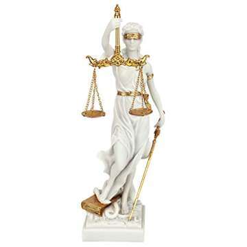 Design Toscano Themis Blind Lady of Justice Statue Lawyer Gift, 13 Inch, White-Small