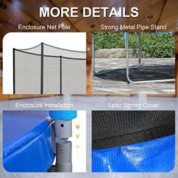 BestMassage 10FT 12FT Trampoline with Safety Enclosure Net - Combo Bounce Jump Outdoor Fitness Trampoline PVC Spring Cover Padding Exercise Trampoline for Kids and Adults