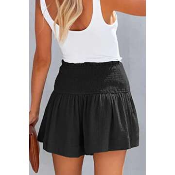 Dokotoo Womens Shorts High Waisted Flowy Casual Shorts Pleated Elastic Summer Spring 2024 Fashion Resort Wear Cute Shorts Vacation Beach Cruise Outfits for Women Black