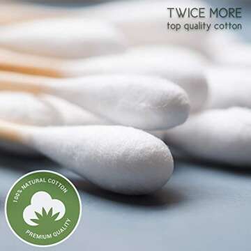 Premium 500 Biodegradable Bamboo Cotton Swabs | Zero Waste Disposable Products | Compostable Q Tips For Ears | Plastic Free Makeup Swab | Safety Wooden Ear Sticks | Eco Friendly Eye Cleaning Utensils