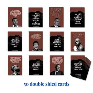 Black Icons Affirmation Cards for Men - Inspire the Next Generation of Leaders with 50 Powerful Quotes and Affirmations from the Most Influential Black Men of Our Time, Perfect Motivation Gift