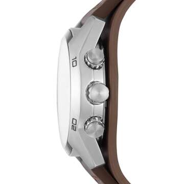 Fossil Men's Coachman Chronograph Watch: Silver/Brown Leather