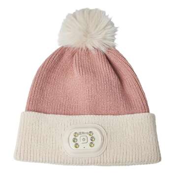 HEAD LIGHTZ Rechargeable LED POM POM Beanie - Hands-Free Light - Blush Cream