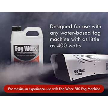 FogWorx Fog Juice - 1 Quart of Premium Odorless Fog Fluid (32 oz) - Medium Density, High Output, Long Lasting Fog Machine Fluid for 400 Watt to 1500 Watt Machines