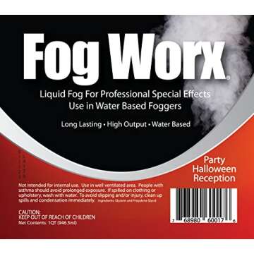 FogWorx Fog Juice - 1 Quart of Premium Odorless Fog Fluid (32 oz) - Medium Density, High Output, Long Lasting Fog Machine Fluid for 400 Watt to 1500 Watt Machines