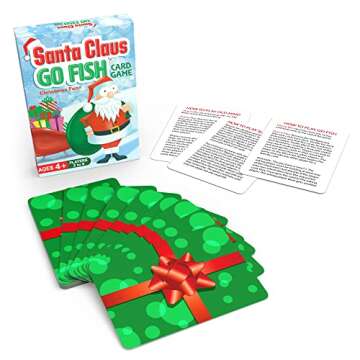 Santa Claus Go Fish – A Family Christmas Game for Kids Ages 4 & Up | Go Fish, Old Maid, and Slap Jack in One Deck (Holiday Stocking Stuffers, Gift for Boy or Girl, Fun Family Board Game Night)