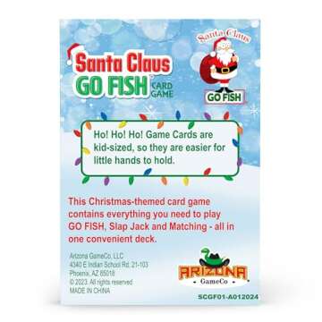 Santa Claus Go Fish – A Family Christmas Game for Kids Ages 4 & Up | Go Fish, Old Maid, and Slap Jack in One Deck (Holiday Stocking Stuffers, Gift for Boy or Girl, Fun Family Board Game Night)