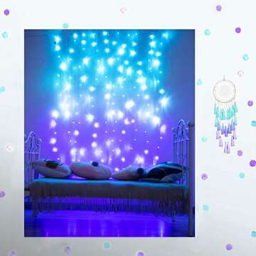 LED Curtain Lights - Turquoise & Lavender Twinkle Fairy Lights