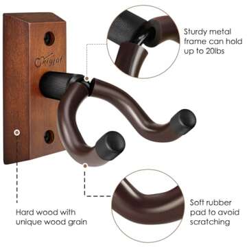 Guitar Wall Mount by SNIGJAT - 2 Pack Hanger