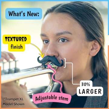 Brasstache Trumpet-stache XL Clip-on Mustache for Music