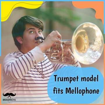 Brasstache Trumpet-stache XL Clip-on Mustache for Music