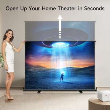 IN&VI Tab-Tension Portable ALR Manual Pull Up Projector Screen,Outdoor Projector Screen 100in 178°Viewing Angle Portable Projector Screen 3D/4K HD 16: 9 Wrinkle-Free Design for Backyard Night