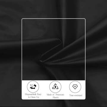 tujol Black 6 Pack Plastic Table Cloth 84", Disposable Round Tablecloth Table Cover, Plastic Table Cloths for Parties