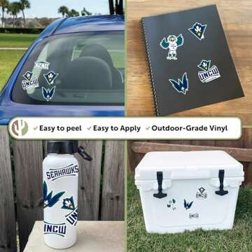 Desert Cactus University of North Carolina Wilmington Sticker UNCW Seahawks Vinyl Decals Laptop Water Bottle Car Scrapbook Sheet T2 (Type 2)