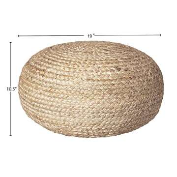 Natural Jute Pouf Ottoman - 19" Boho Style