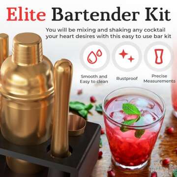 Highball & Chaser Cocktail Shaker Set: Bartender Kit for Home Bar Mixology Cocktail Bar Set Plus E-Book with 30 Recipes (Antique Gold)