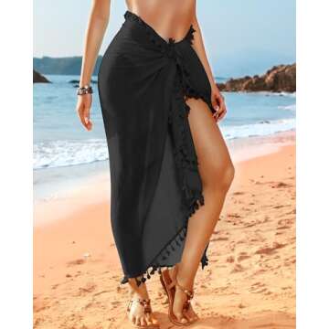 Eicolorte Cover Up Skirt Open Front Swimsuit Wrap Cover Ups Summer Beach Skirts With Slit For Women