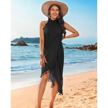 Eicolorte Cover Up Skirt Open Front Swimsuit Wrap Cover Ups Summer Beach Skirts With Slit For Women