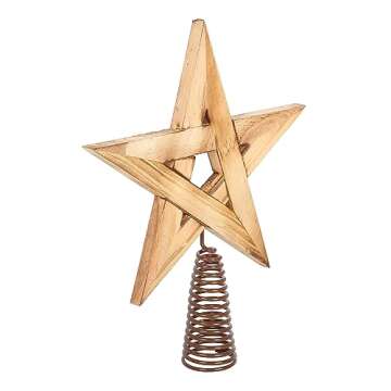 Nature-Inspired Wooden Pentagram Tree Topper | Winter Solstice & Pagan Holiday Decor | Rebirth Symbol for Seasonal Home | Ancient Traditions Celebration