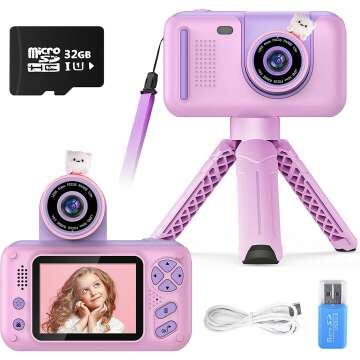 PURULU Kids Camera with Flip-up Lens