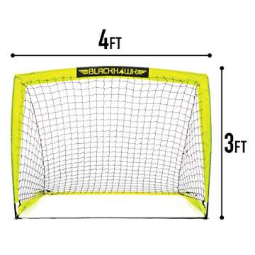 Franklin Sports Blackhawk Backyard Soccer Goal - Portable Kids Soccer Net - Pop Up Folding Indoor + Outdoor Goals - 4' x 3' - Optic Yellow