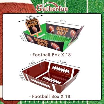 Gatherfun Football Party Supplies Kit for 36: Large Football Food Plates, Disposable Bowls,Nacho Trays - Ideal Football Party Decorations and Favors for Birthday and Tailgate Partie