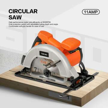 11 Amp Circular Saw for Precise Wood & Plastic Cuts