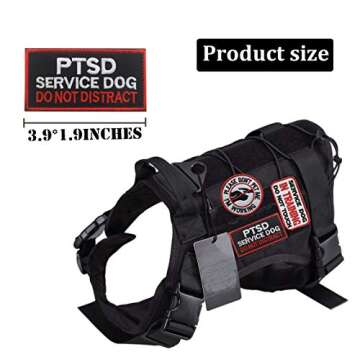 Service Dog Patch PTSD Do Not Distract Patches Vests/Harnesses Applique Embroidered Fastener Hook & Loop Emblem(PTSD Service Dog-Black-3)