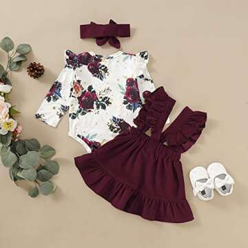 Toddler Girl Fall Outfit Ruffled Romper Dress Set