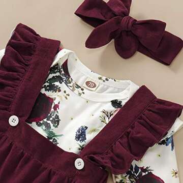 Toddler Girl Fall Outfit Ruffled Romper Dress Set