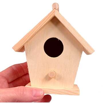 Creative Hobbies® Mini 4 Inch Tall Birdhouse - Set of 4 Styles, Small Unfinished Wood Ready to Paint or Decorate