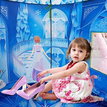 Hamdol Princess Play Tent, Frozen Toy for Girls, Ice Castle Kids Tent Indoor and Outdoor, Large Imaginative Playhouse 51" X 40" with Carrying Bag for 1 2 3 4 5 6 7 8 9 Years Old Girls Gift