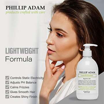 Phillip Adam Fragrance Free Conditioner - Apple Cider Vinegar Formula - No Parabens - For All Hair Types - 12 Ounce