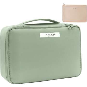 Queboom Travel Makeup Bag Cosmetic Bag Makeup Bag Toiletry bag for women and men (Green)