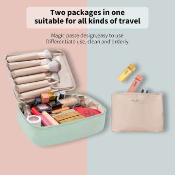 Queboom Travel Makeup Bag Cosmetic Bag Makeup Bag Toiletry bag for women and men (Green)