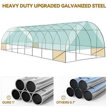 YITAHOME 26x10x7ft Greenhouse Large Heavy DutyOutdoor Greenhouses Walk in Tunnel Green House Portable Plant Gardening Upgraded Galvanized Steel Frame Ropes Zipper Doors 9 Crossbars Garden, White