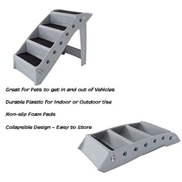 Dog Stairs - 4-Step Pet Access for Beds