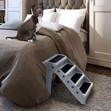 Dog Stairs - 4-Step Pet Access for Beds