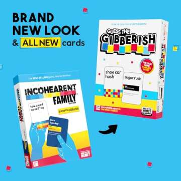 Incohearent Family Edition by Relatable, Fun Kids Games for Kids 12+, A Guess the Gibberish Card Game for Families or Game Night With Friends, Includes 400 Cards, Instructions, and 1 Sand Timer