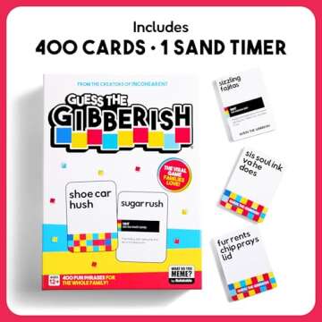 Incohearent Family Edition by Relatable, Fun Kids Games for Kids 12+, A Guess the Gibberish Card Game for Families or Game Night With Friends, Includes 400 Cards, Instructions, and 1 Sand Timer