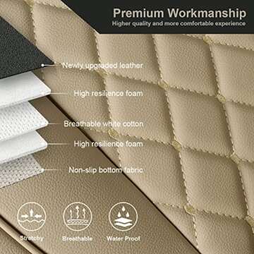 GIANT PANDA Car Seat Covers Front with Waterproof Leather Car Seat Protectors Covers Automotive Vehicle Cushion Cover Universal Fit for Most Cars (Beige)