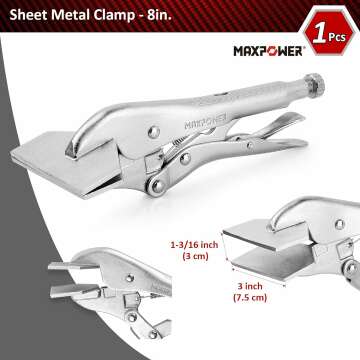 MAXPOWER 15-pieces Locking Pliers with C-clamps Set, Long Nose Pliers, Pinch Off Pliers, Sheet Metal Clamp, U Shaped Pliers with Tool Bag for Storage