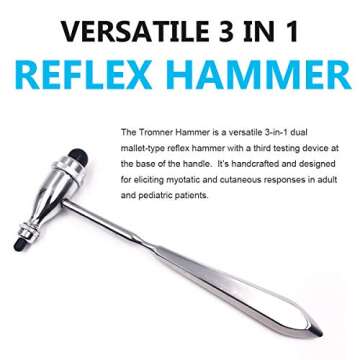 TENFLY Reflex Hammer, Neurological Reflex Hammer with Pointed Tip Handle, for Neurologic Reflex Diagnosis and Testing, Zinc-Alloy Metal.