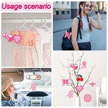 8 Pcs Scented Hanging Oil Car Freshener Preppy Air Scented Car Freshener Ornaments Pink Car Air Freshener Slice Essential Pendant Diffuser Scented Decor for Car Interior Accessories Home(Cherry)