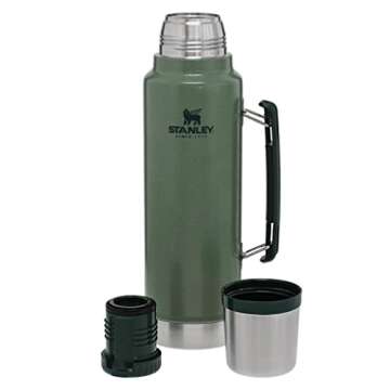 Stanley Classic Vacuum Insulated Wide Mouth Bottle - Hammertone Green - BPA-Free 18/8 Stainless Steel Thermos for Cold & Hot Beverages - 1.5 QT